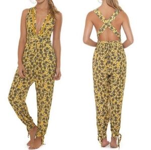 Agua Bendita Sunny Spring Josie Jumper Jumpsuit Medium Yellow